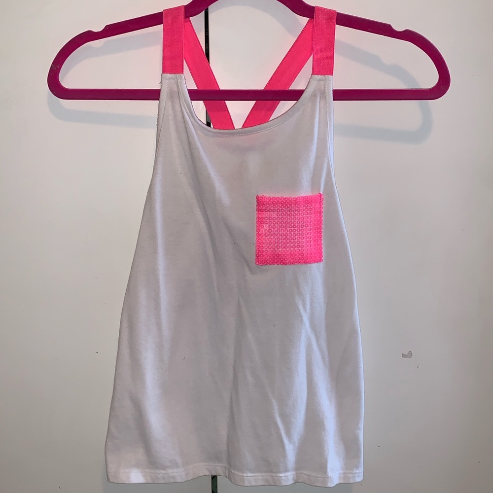 white/hot pink tank